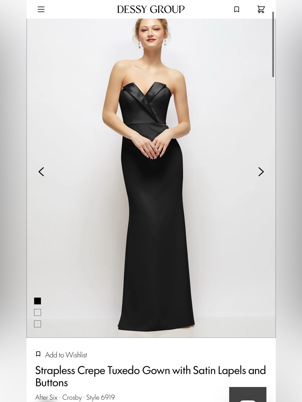 After Six Black Strapless Satin-Trim Crepe Gown